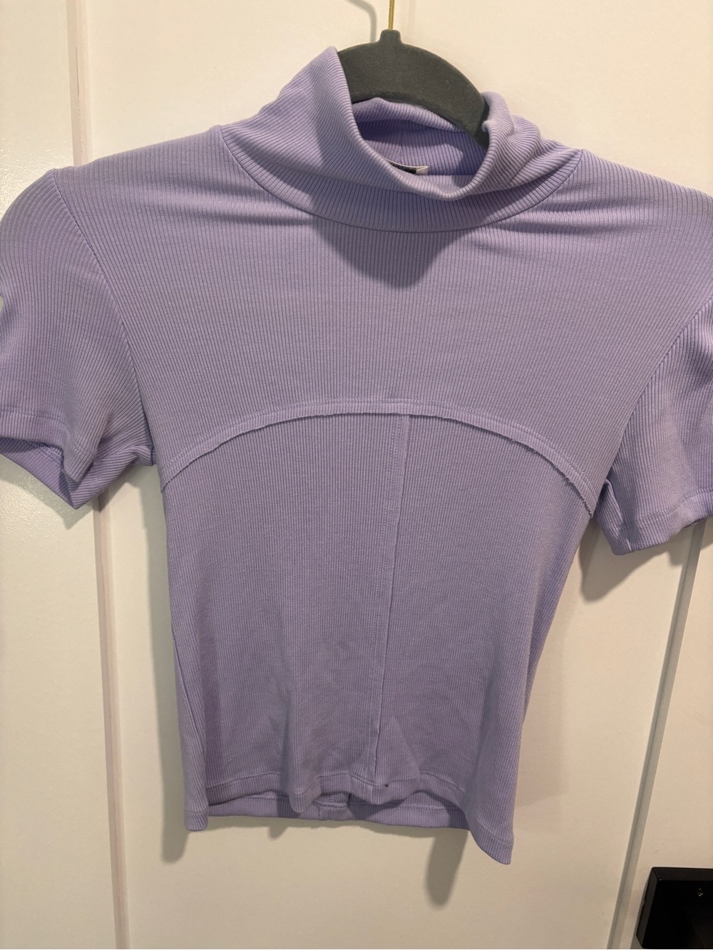 Aritzia Lavender Ribbed Mock Neck Crop Top